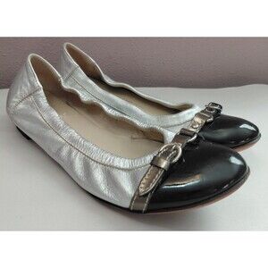 AGL Monika Cap Toe Ballet Leather Flats Sz 38.5 US 8.5  Slip On Shoes